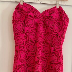 NWT Milly Luisa Heart Lace Strapless Sheath Dress, Milly Pink, Size 8